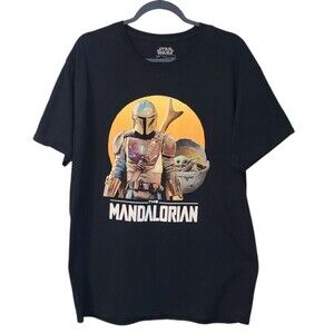 Star Wars Fifth Sun Graphic T Shirt The Mandalorian Baby Yoda Black Mens L